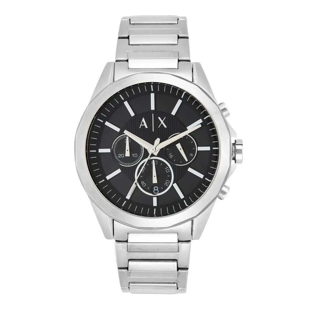 A X Armani Exchange Mens Chronograph Stainless Watch Color Silver/black AX2600