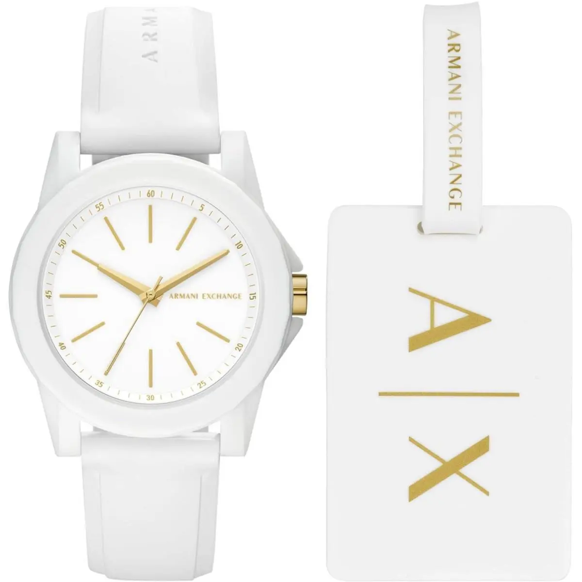 Women`s Watch Lady Banks Quartz White Dial Silicone Strap AX7126 by Armani Exchange