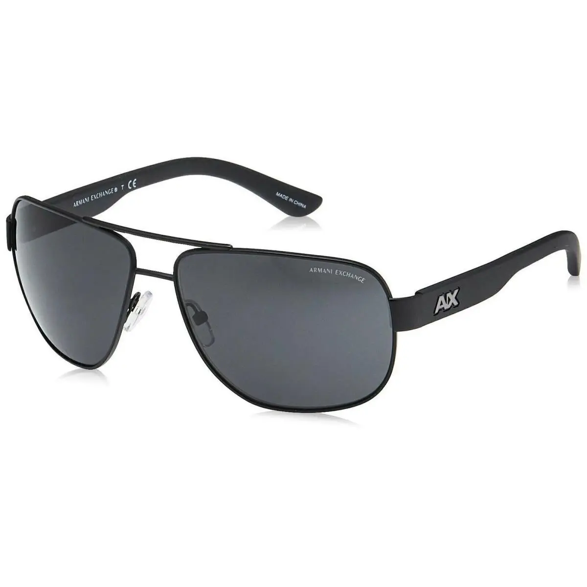 A X Armani Exchange Men`s AX2012S Rectangular Metal Sunglasses Satin Black