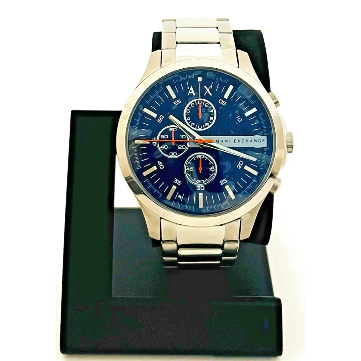 A X Armani Exchange Men`s Chronograph Steel Watch Color: Silver/blue AX2155