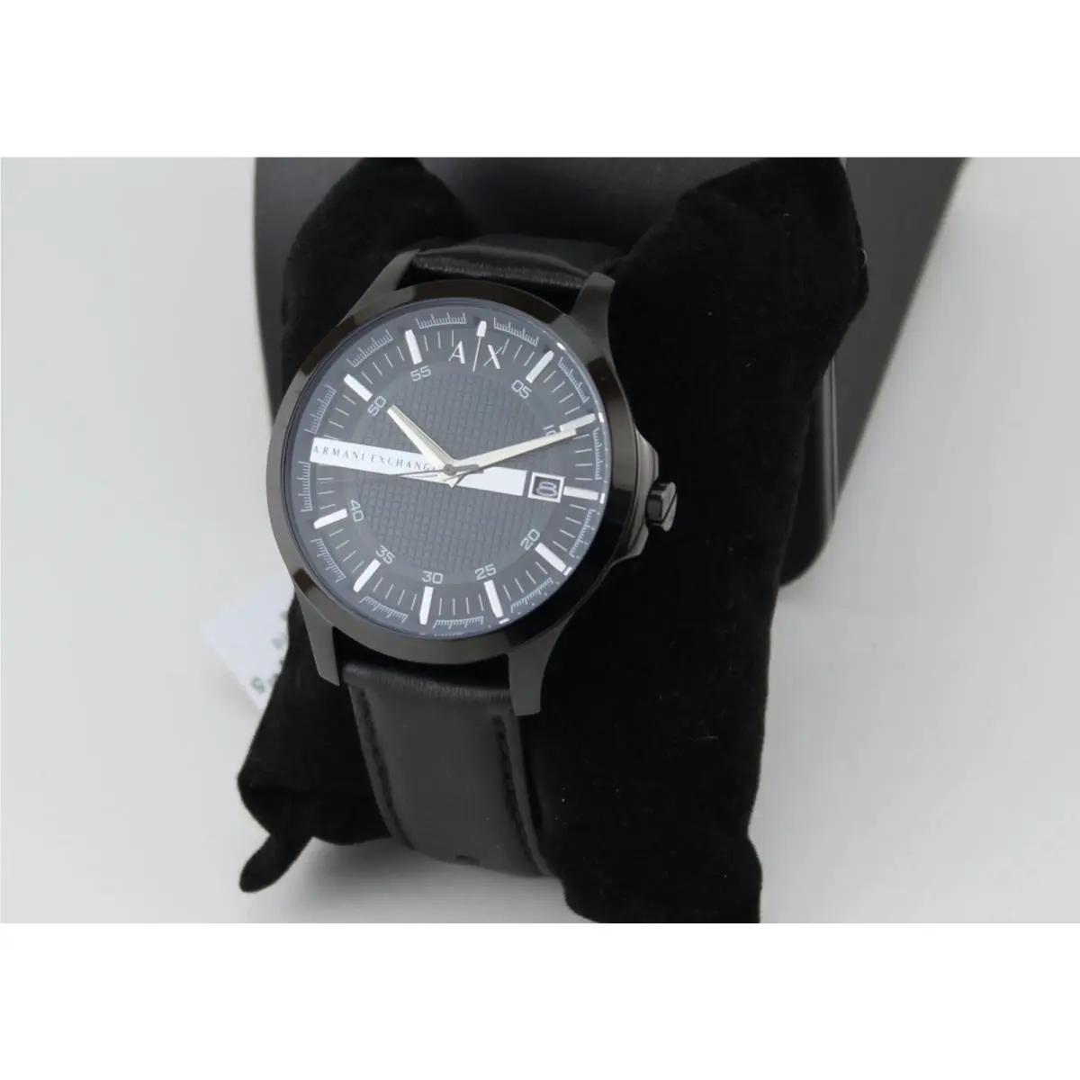 Armani Exchange Hampton Black Leather Men`s AX2411 Watch - Dial: Black, Band: Black