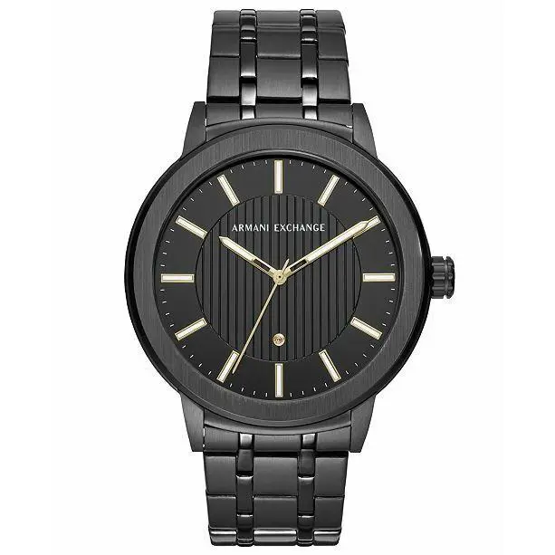 Men`s Three-hand Black Stainless Watch Diamond Series AX1465 by Armani Exchange