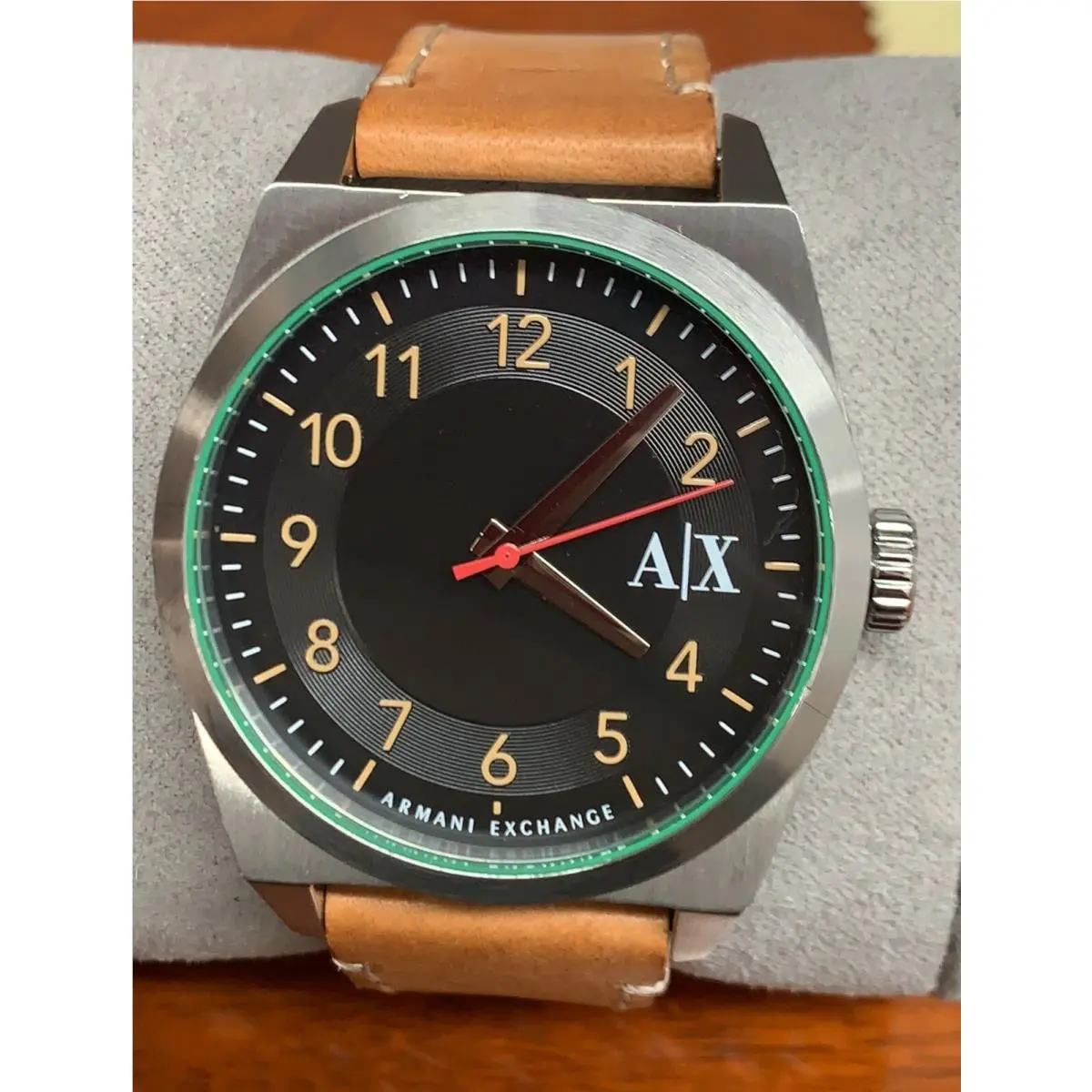 Armani Exchange AX2304 Black Dial Leather Strap Men`s Watch