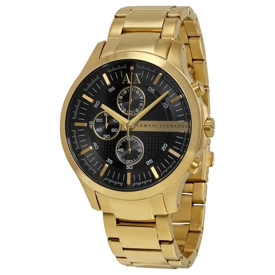 Black Dial Chronograph Gold-plated Unisex Watch AX2137 by Armani Exchange