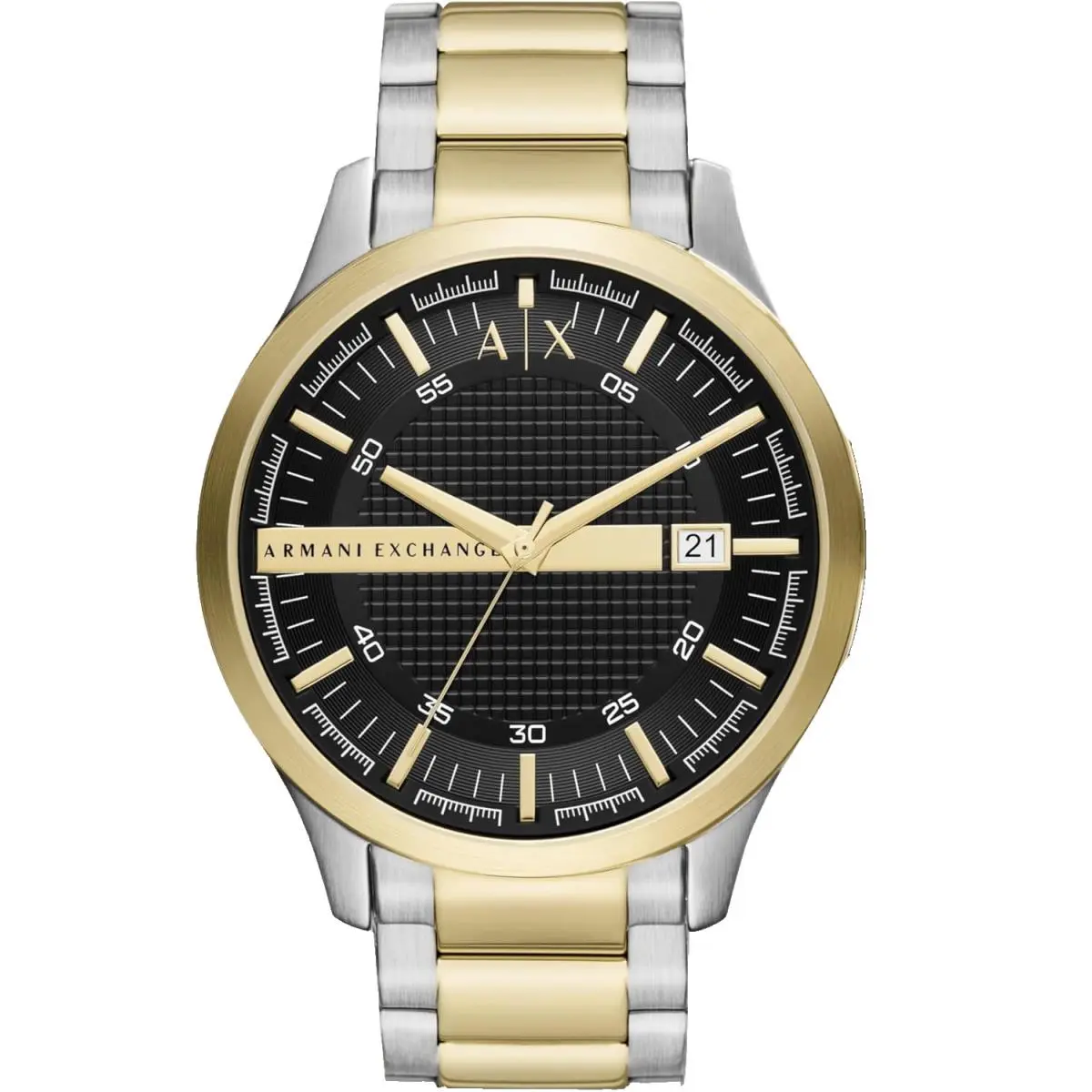 Armani Exchange AX2453 Three-hand Date Black Dial Two-tone Quartz Mens Watch - Dial: Black, Band: Gold, Silver