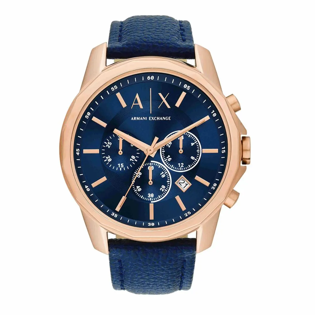 A X Armani Exchange Men`s Chronograph Stainless Steel and Leather Watch A X1723