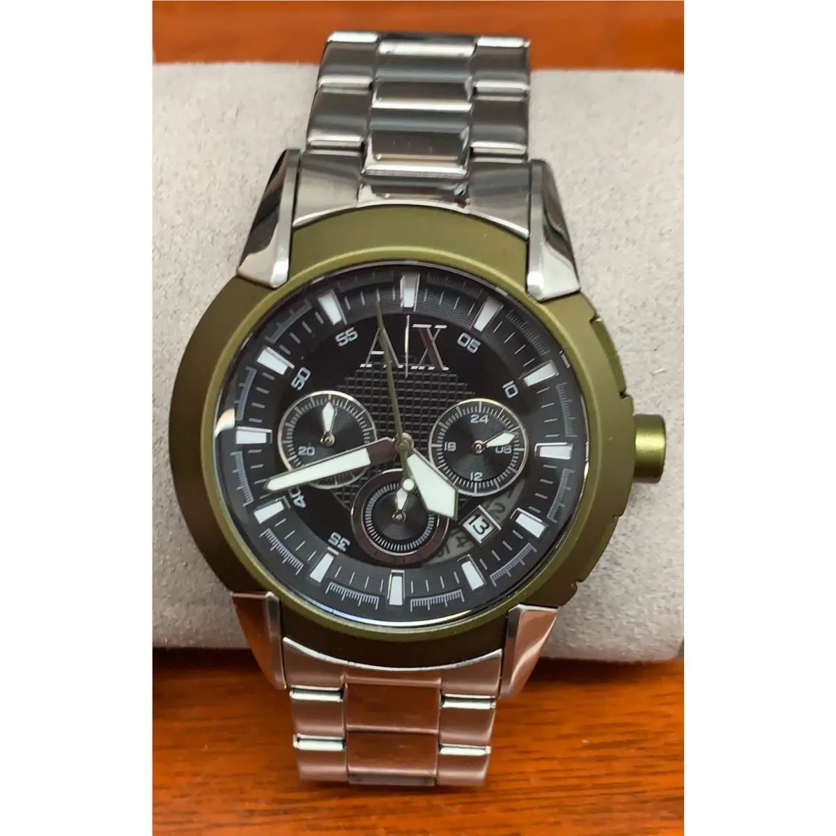 Armani Exchange Men`s AX1175 Olive Chronograph Stainless Steel Quartz Watch
