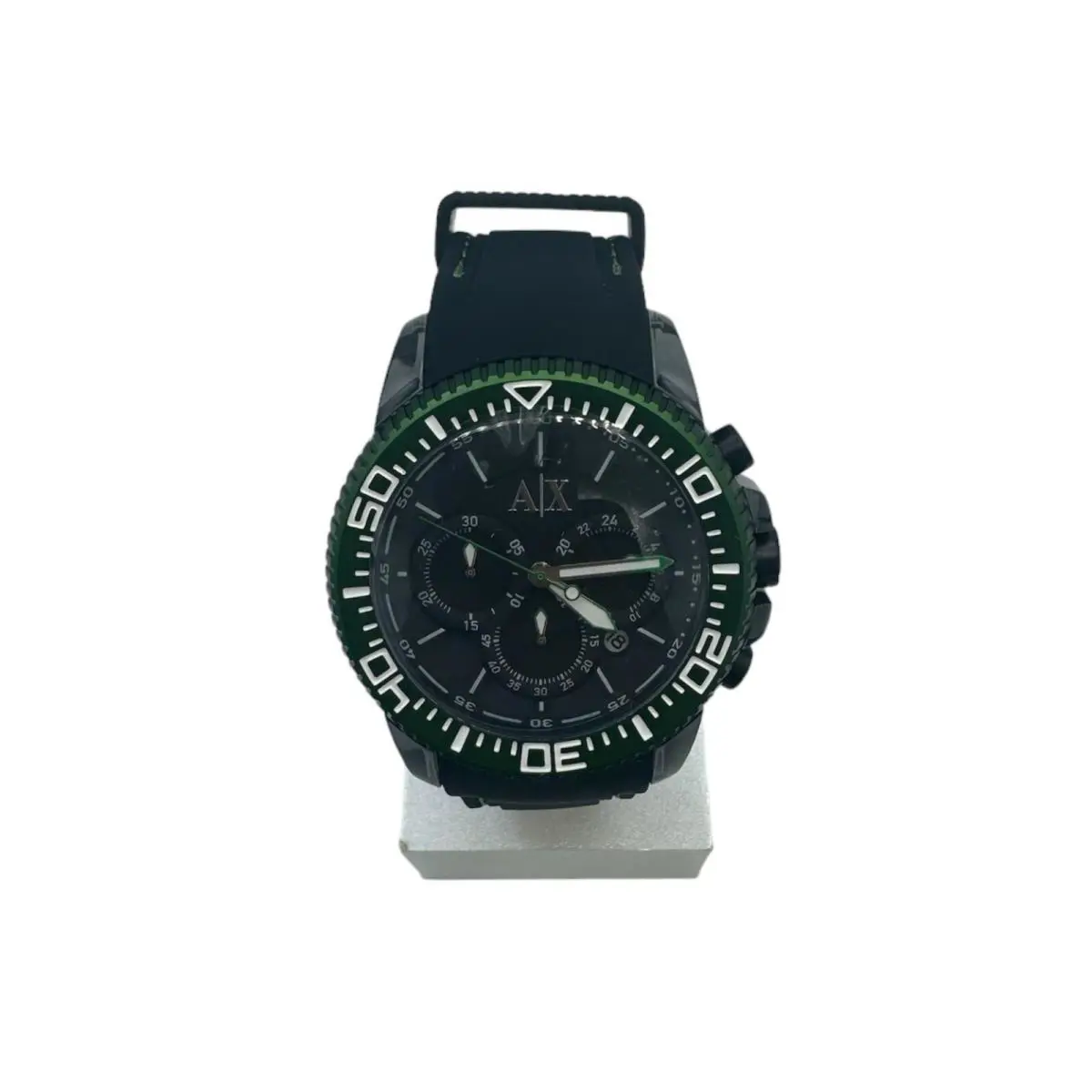 Chronograph Black Silicone Strap Men`s Watch - AX1205 by Armani Exchange