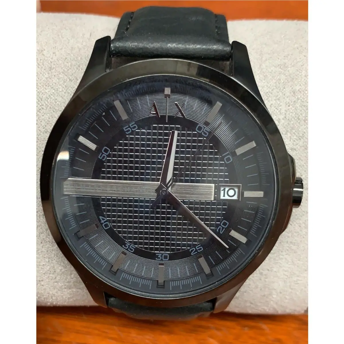 Armani Exchange Hampton AX2400 Black Leather Japanese Quartz Men`s Watch