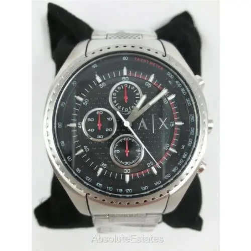 Armani Exchange The Driver Two Black Silver Mens Chronograph Watch AX1612