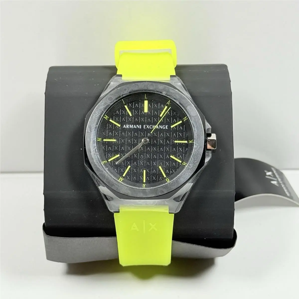 Armani Exchange Andrea AX7155SET Black Dial Yellow Silicone Band Unisex Watch