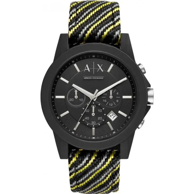 Armani Exchange Men`s Black and Multi Color Fabric Watch AX1334