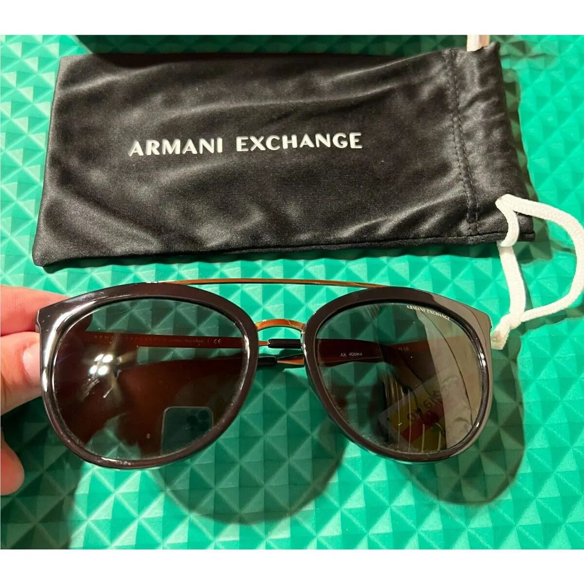 Armani Exchange AX 4068S 815887 Shiny Black Grey Lenses Sunglasses See Desc