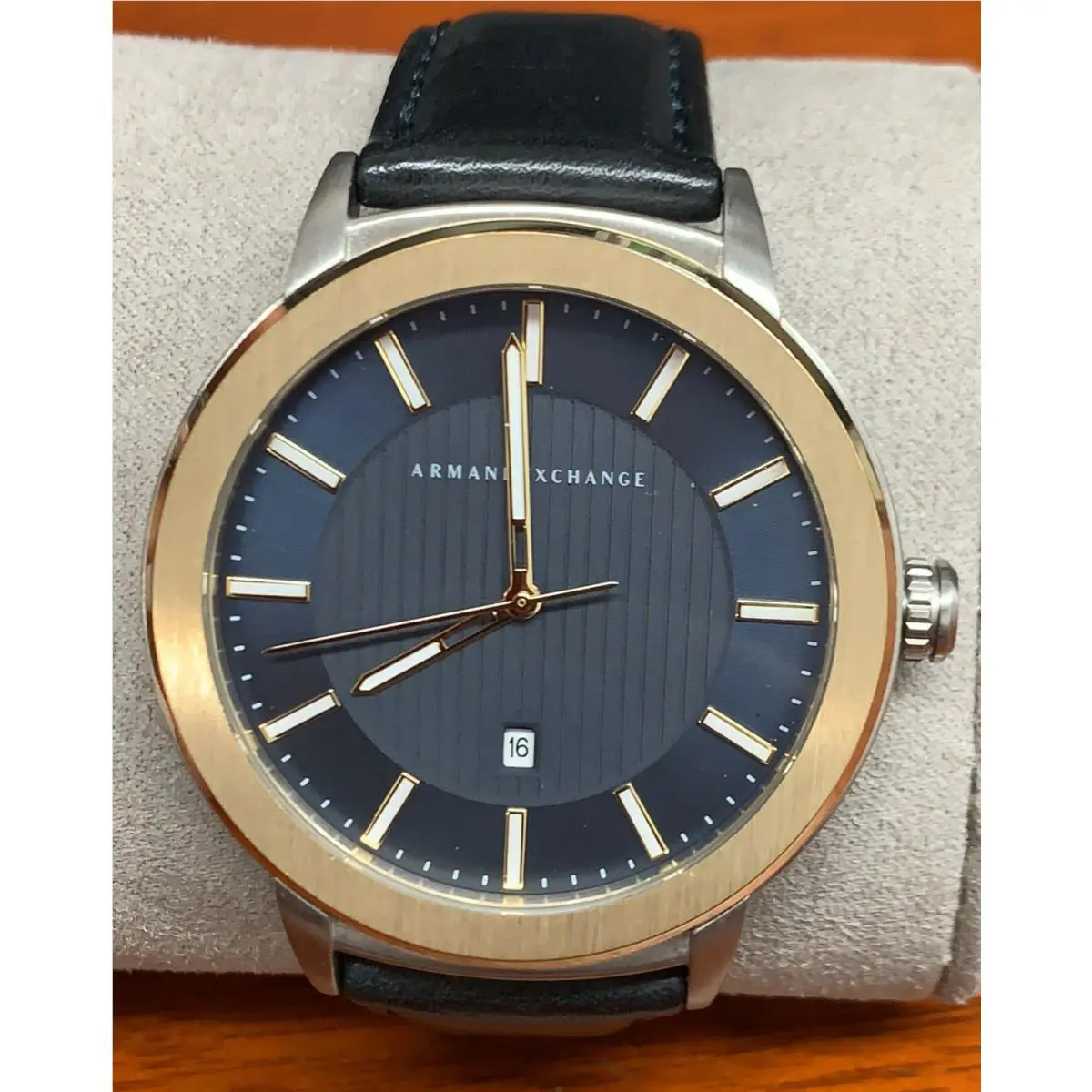 Armani Exchange AX1463 Maddox Blue Dial Blue Leather Strap Men`s Watch