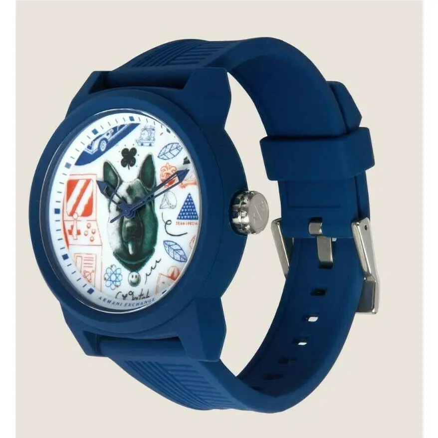Armani Exchange Unisex Watch Blue Color Street Art Series Lesjeanclod AX1448