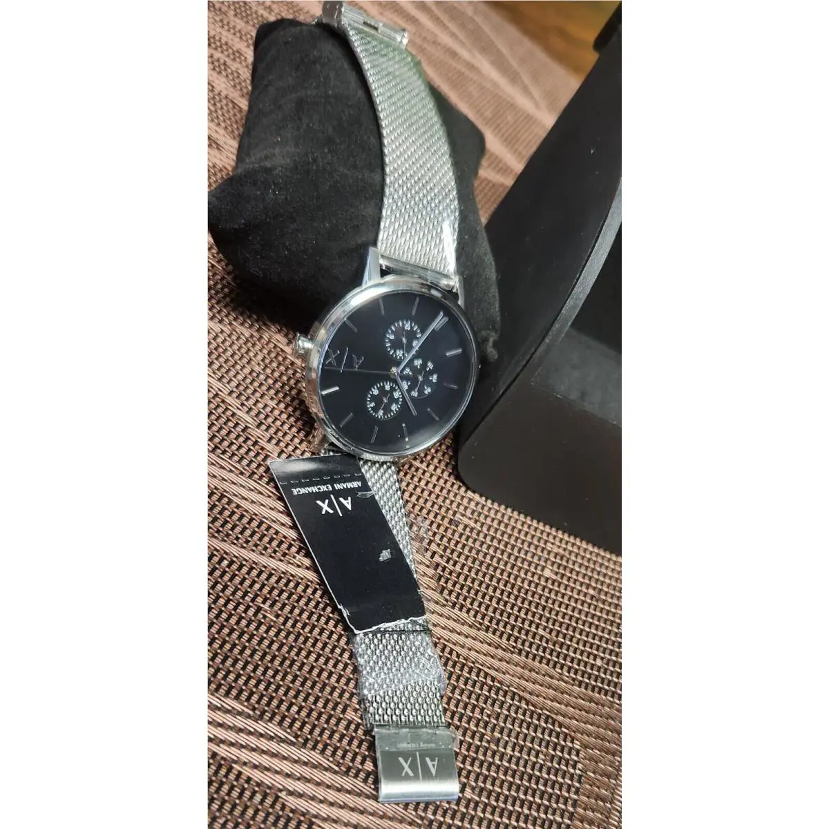 Armani Men`s Watch AX2714 Silver Stainless Band Black Dial IN BX