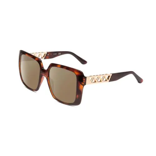 GU7689 Lady Polarize Sunglass Tortoise Havana Brown Gold 55mm Lens Options Amber Brown Polar by Guess