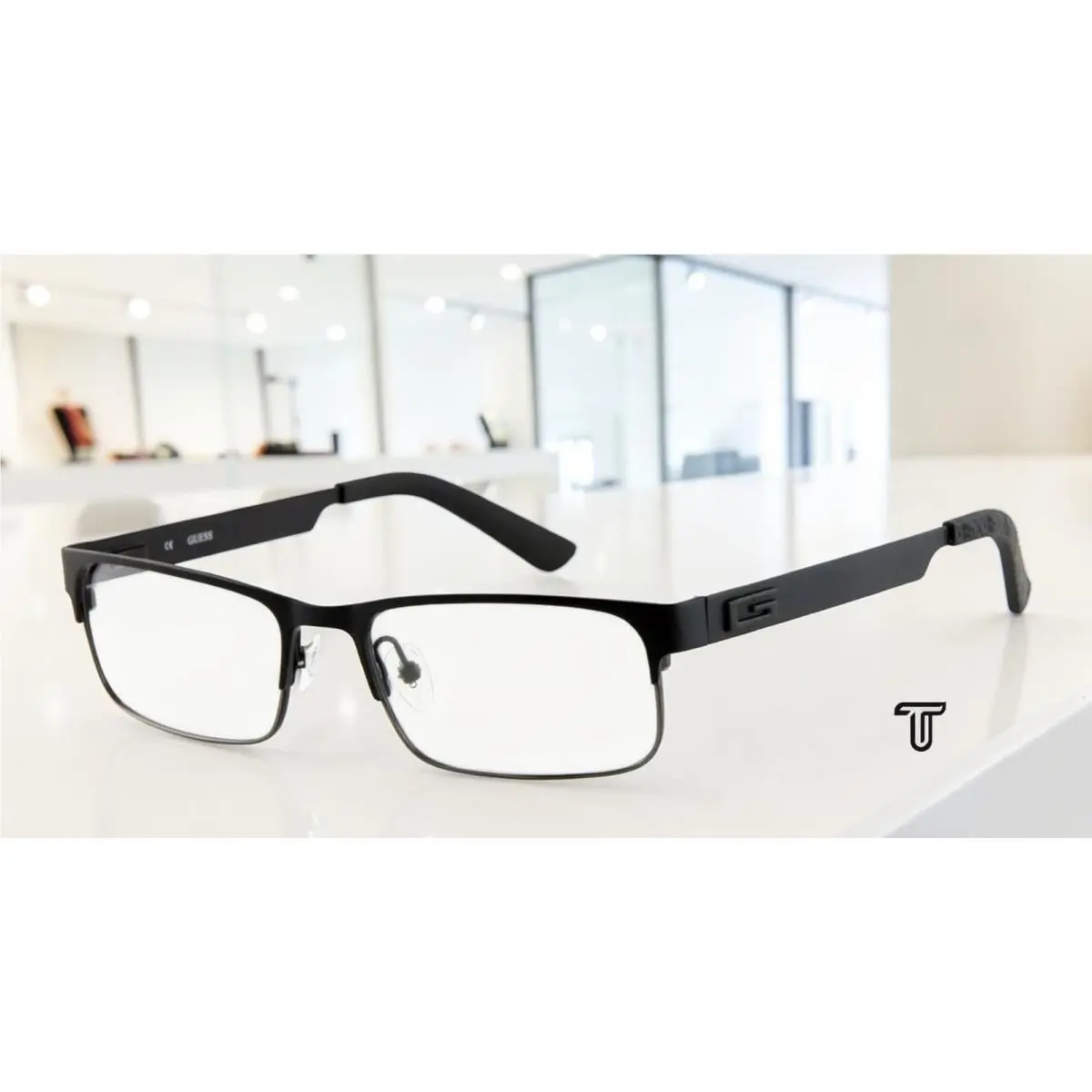 GU1731 D03 Black Clear Lens Metal 53 mm Men`s Eyeglasses by Guess