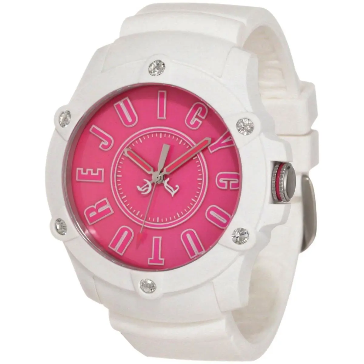 New-juicy Couture Surfside White Silicon Band+pink+crystal Dial Watch 1900908 by Juicy Couture