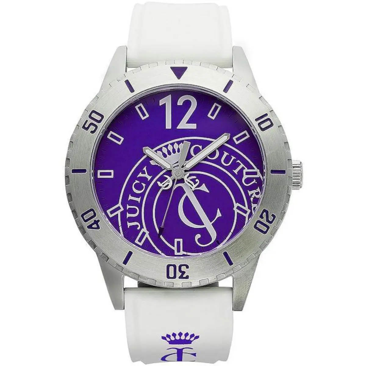 Juicy Couture 1900948 Womens Taylor Graphic Purple Dial White Silicone Watch