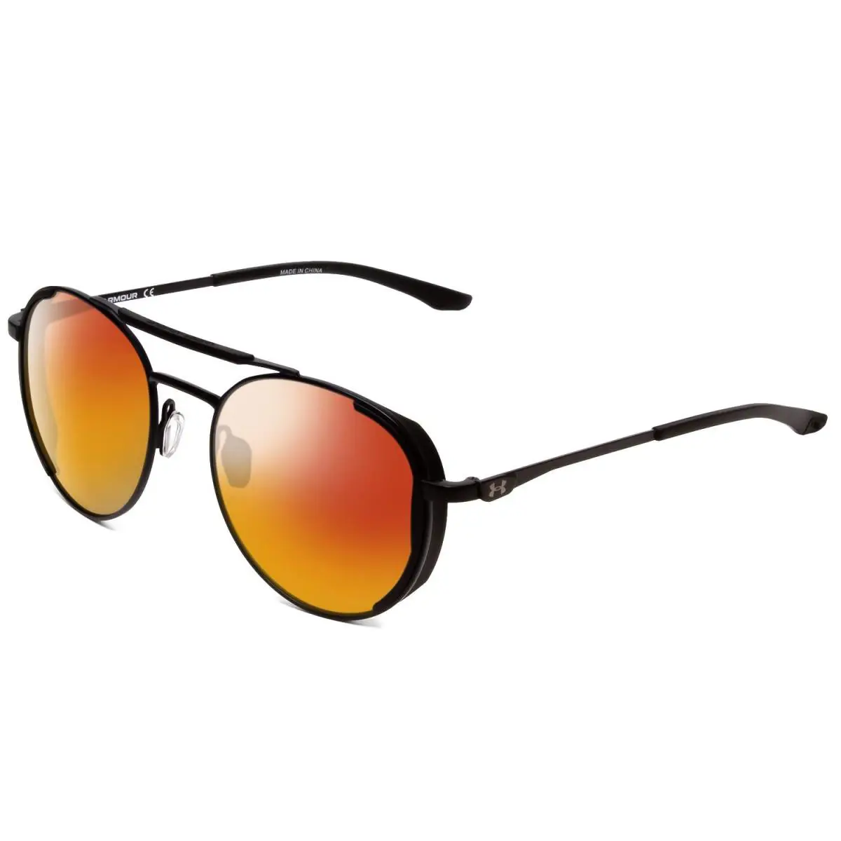 Under Armour Instinct Pursuit Unisex Round Polarized Sunglasses Matte Black 55mm - Frame: Multicolor, Lens: Red Mirror Polar