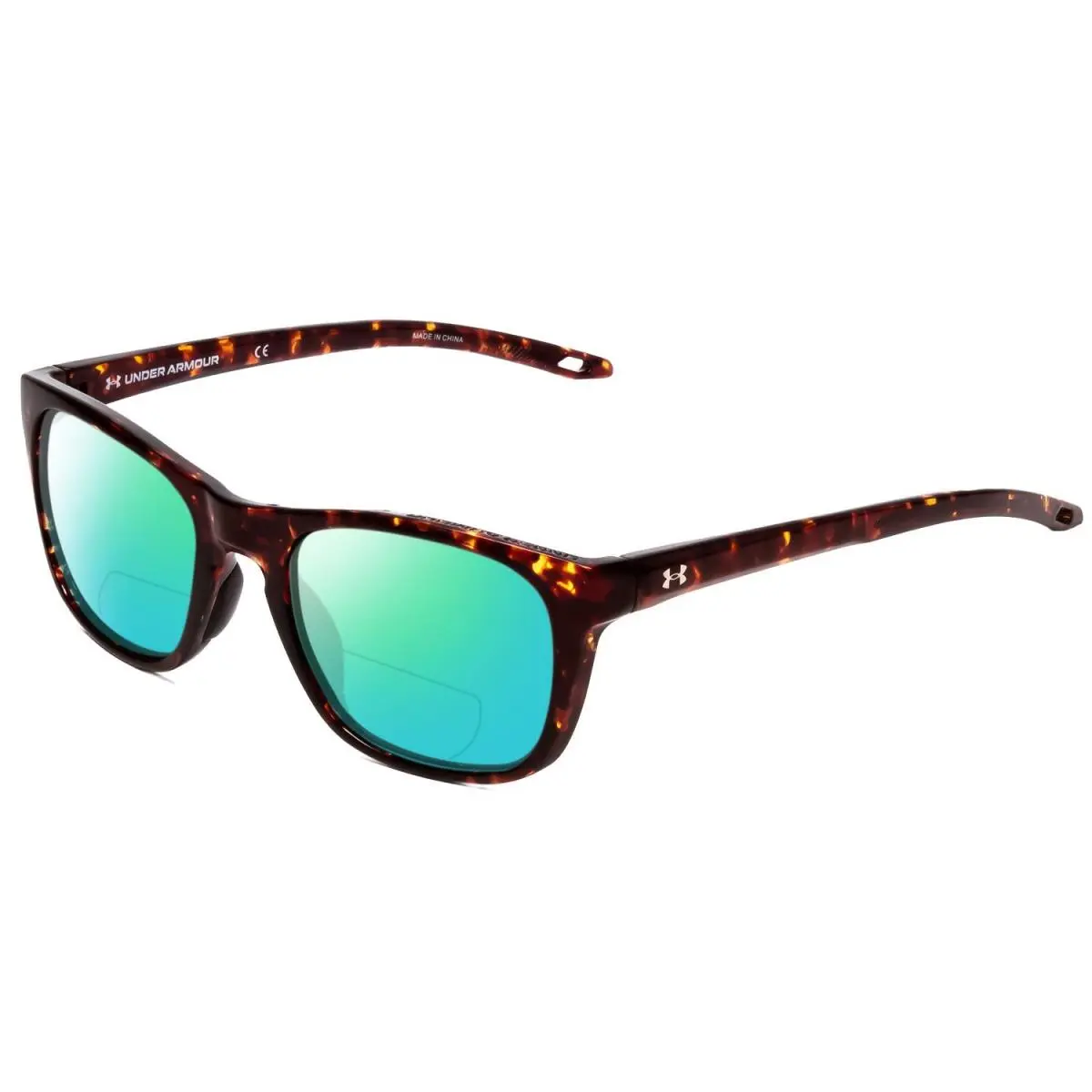 Raid Unisex Polarized Bi-focal Sunglasses in Havana Tortoise 55 mm Green Mirror by Under Armour