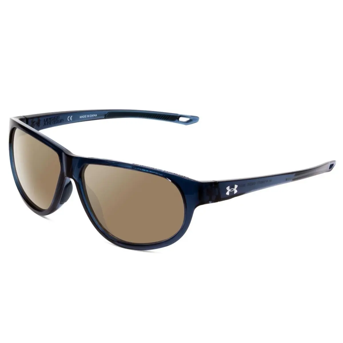 Intensity Ladies Oval Polarized Sunglasses Matte Blue Crystal 59 mm Amber Brown Polar by Under Armour