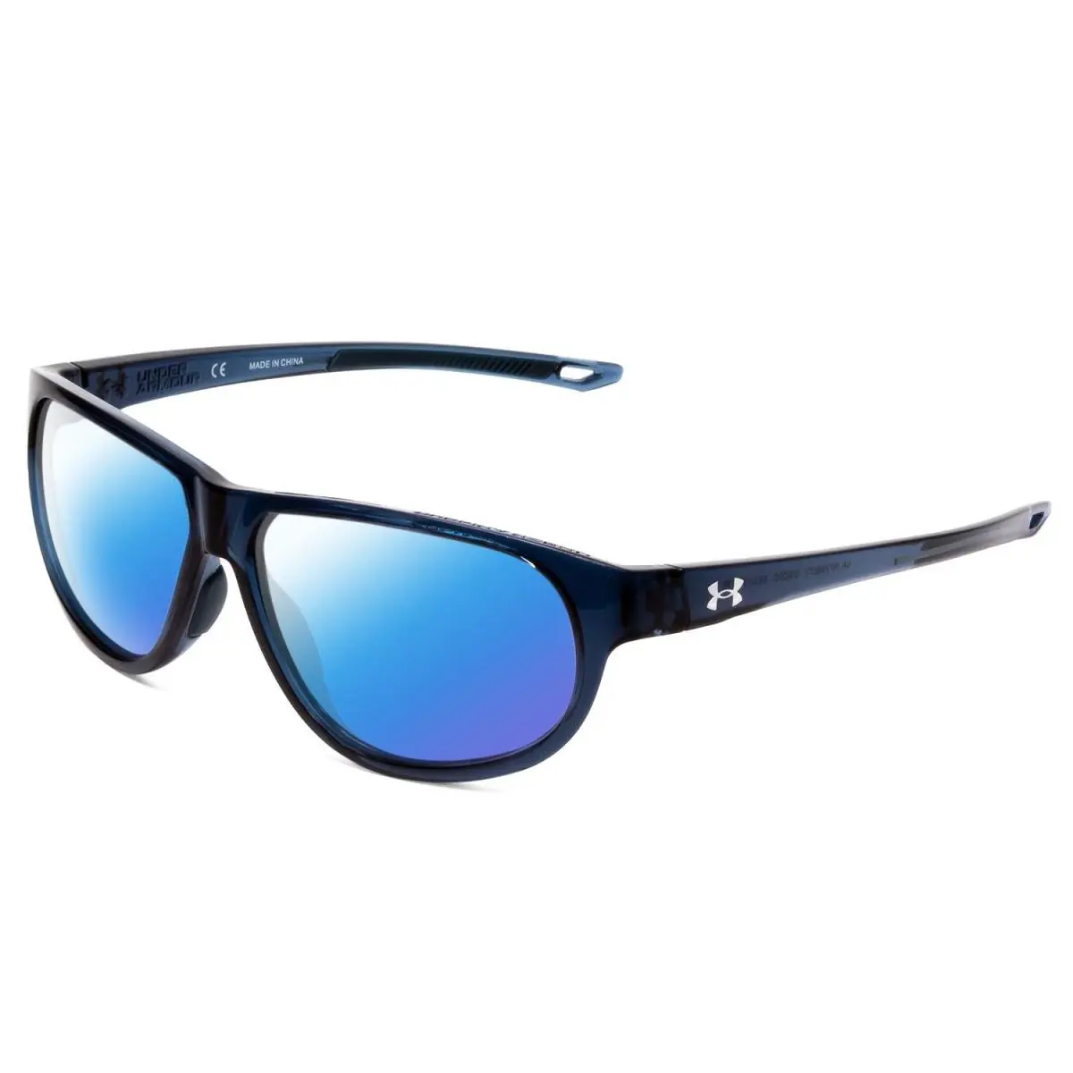 Intensity Ladies Oval Polarized Sunglasses Matte Blue Crystal 59 mm Blue Mirror Polar by Under Armour