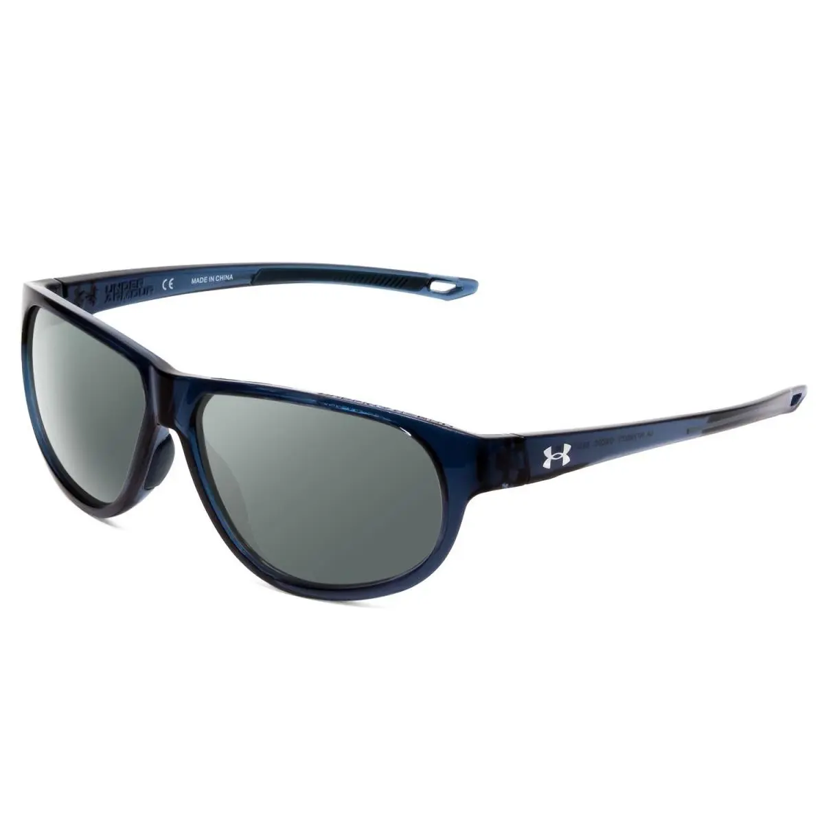 Intensity Ladies Oval Polarized Sunglasses Matte Blue Crystal 59 mm Smoke Grey Polar by Under Armour