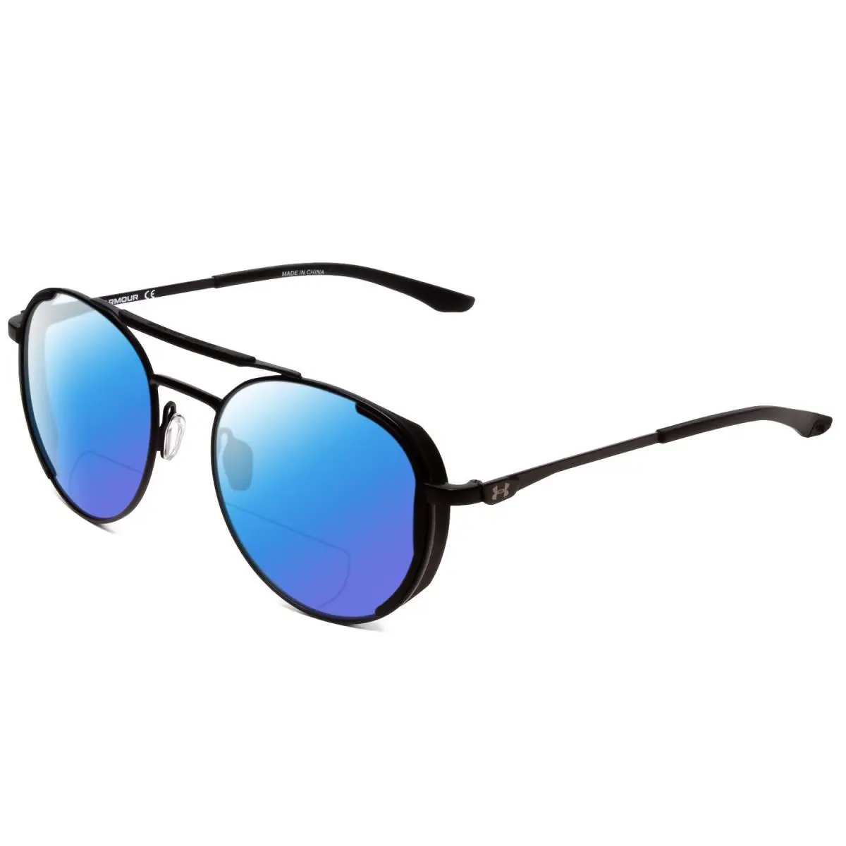 Under Armour Instinct Pursuit Unisex Polarized Bi-focal Sunglasses in Black 55mm - Frame: Multicolor, Lens: Blue Mirror