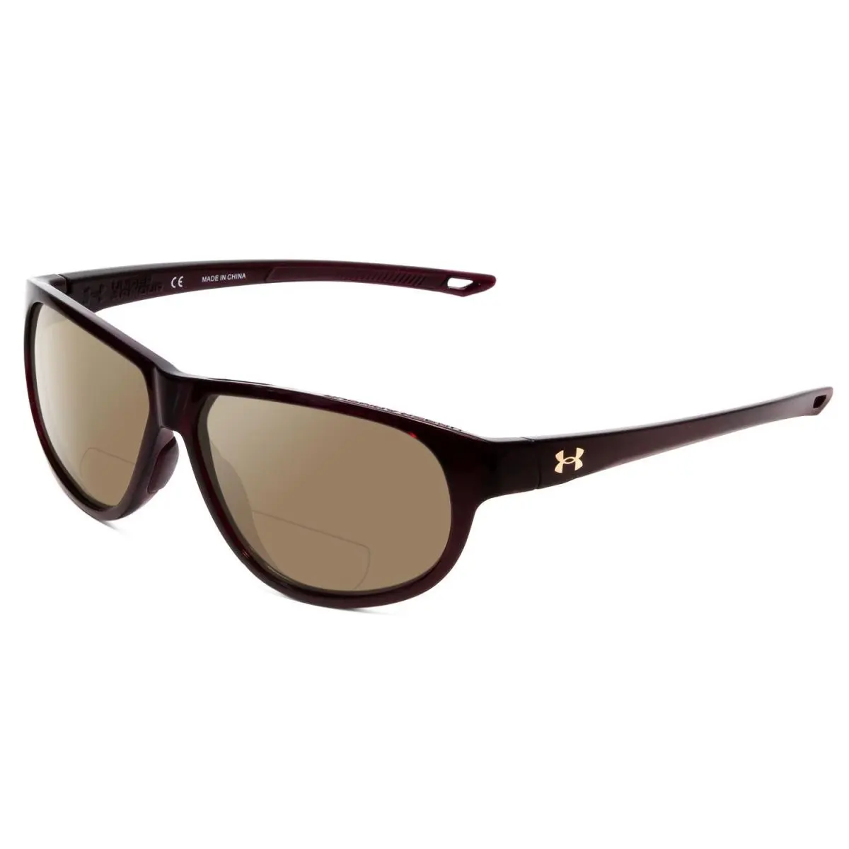 Intensity Ladies Oval Polarize Bi-focal Sunglasses Red Crystal 59mm Brown by Under Armour