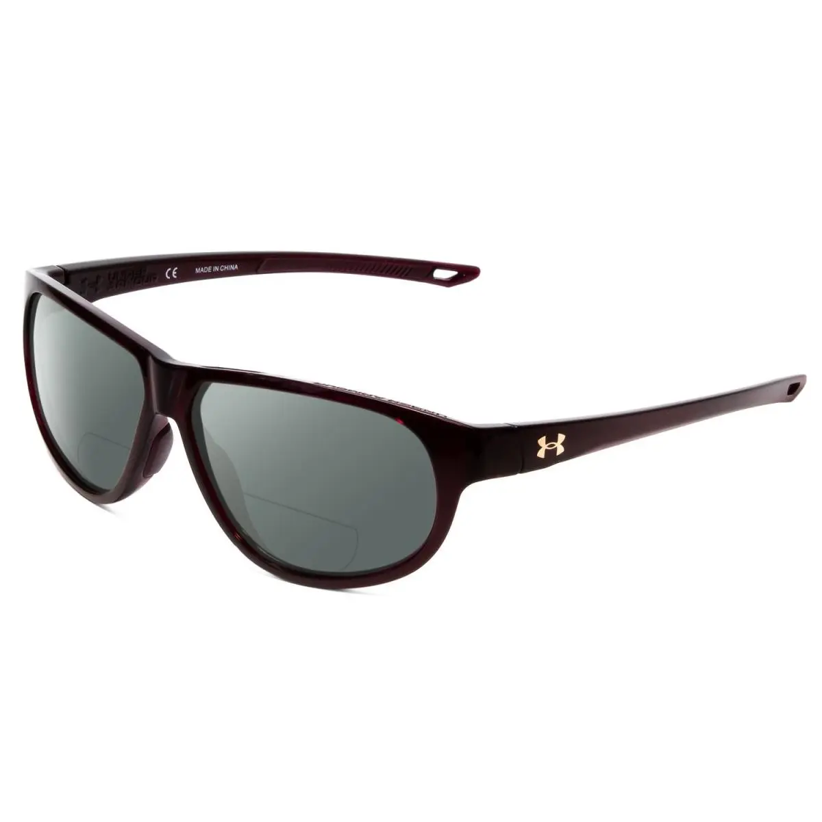 Intensity Ladies Oval Polarize Bi-focal Sunglasses Red Crystal 59mm Grey by Under Armour