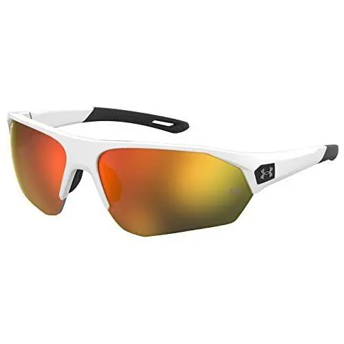 Under Armour Men`s Playmaker Wrap Sunglasses White / Orange - Frame: White, Lens: Orange