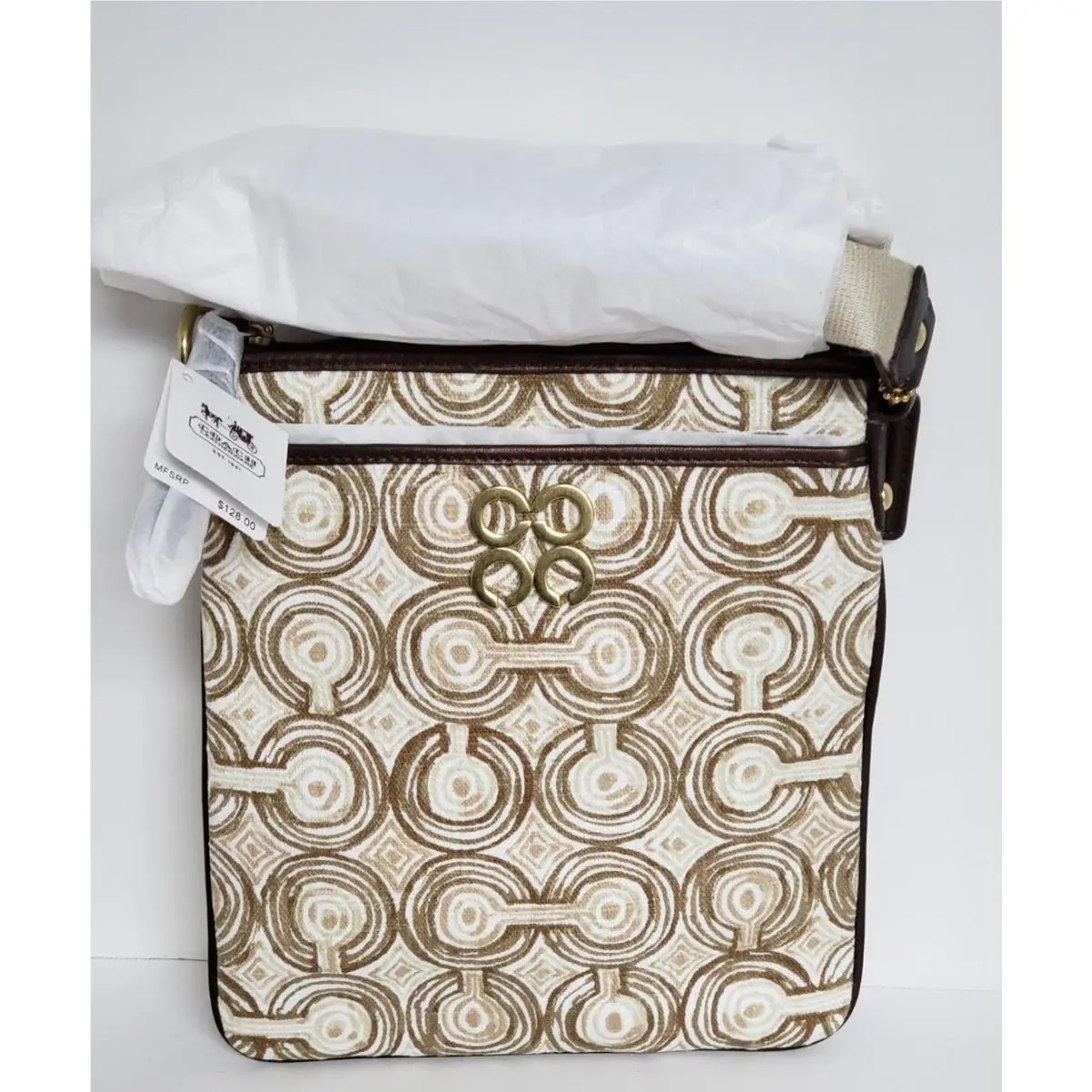Audrey Op Art Swirl Crossbody Wallet Wristlet Blue Pink Brown Brown Multi Crossbody by Coach