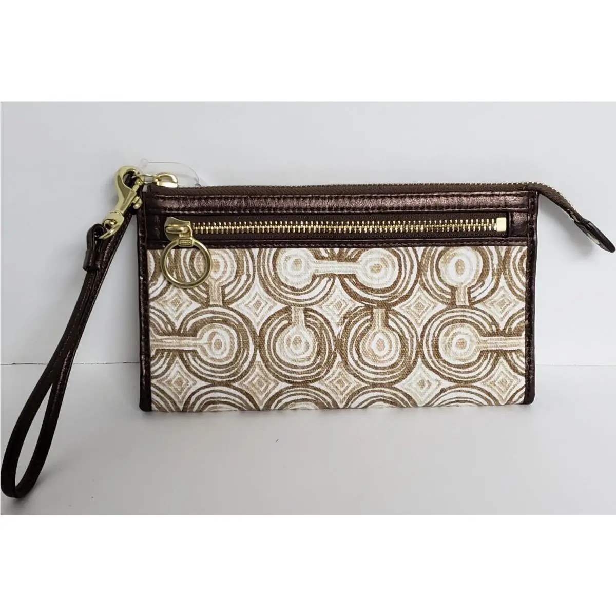 Audrey Op Art Swirl Crossbody Wallet Wristlet Blue Pink Brown Brown Multi LG Zippy Wallet by Coach
