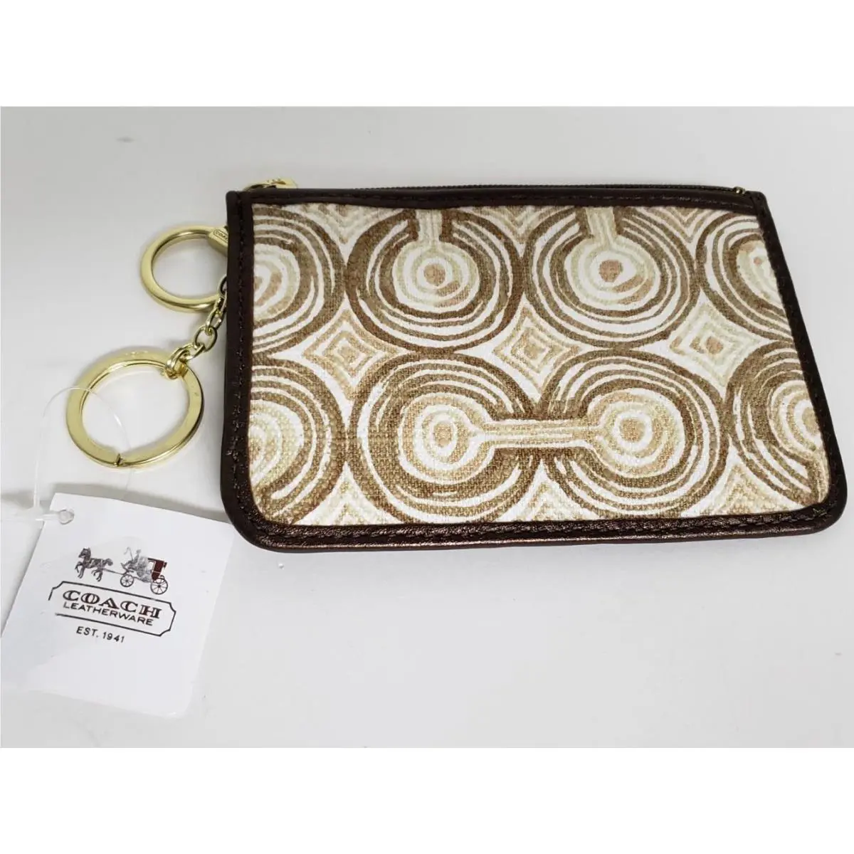 Audrey Op Art Swirl Crossbody Wallet Wristlet Blue Pink Brown Brown Multi SM Card Case by Coach