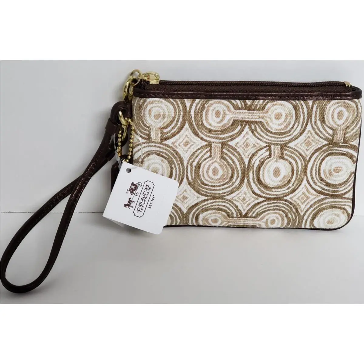 Audrey Op Art Swirl Crossbody Wallet Wristlet Blue Pink Brown Brown Multi SM Wristlet by Coach