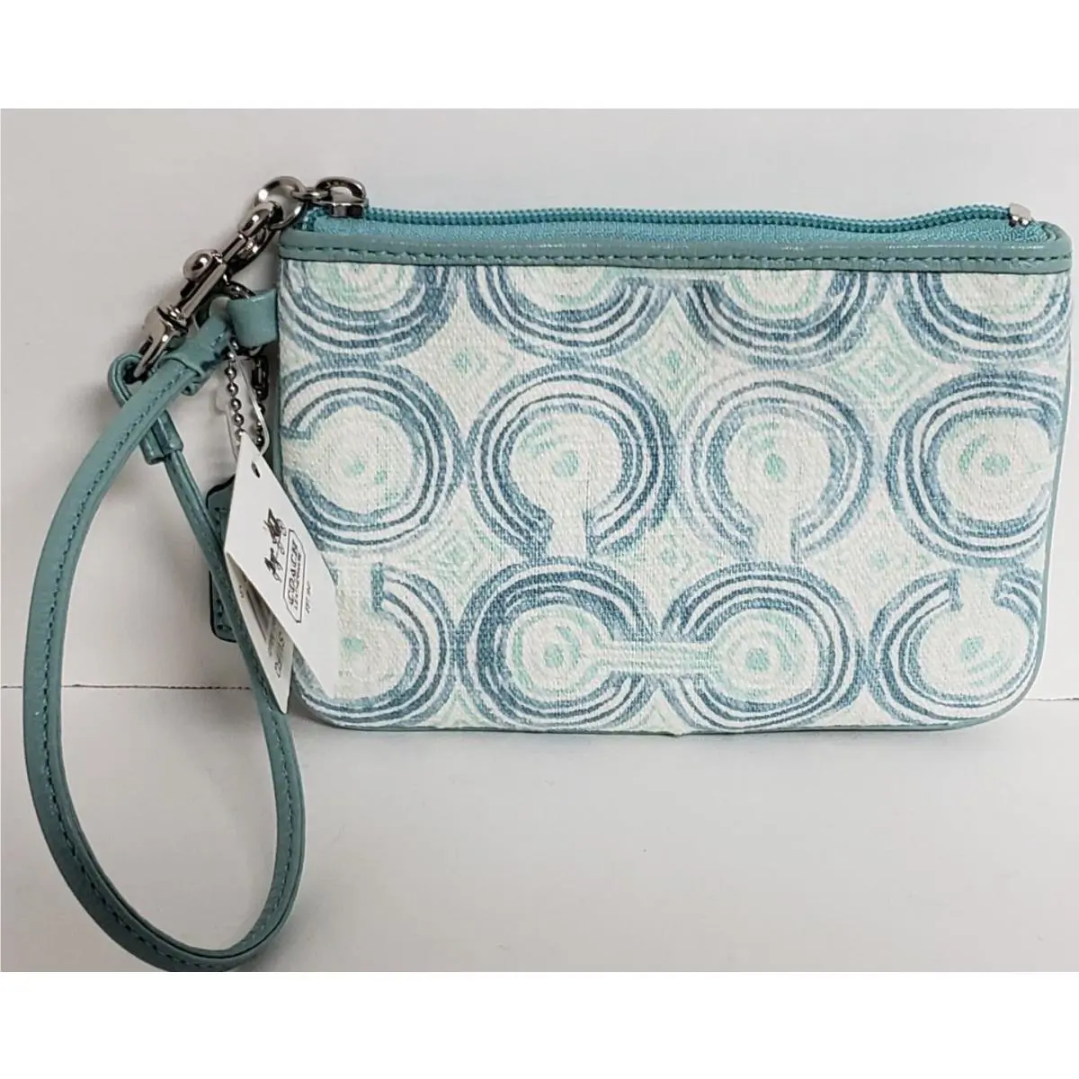 Audrey Op Art Swirl Crossbody Wallet Wristlet Blue Pink Brown Green Blue Multi SM Wristlet by Coach