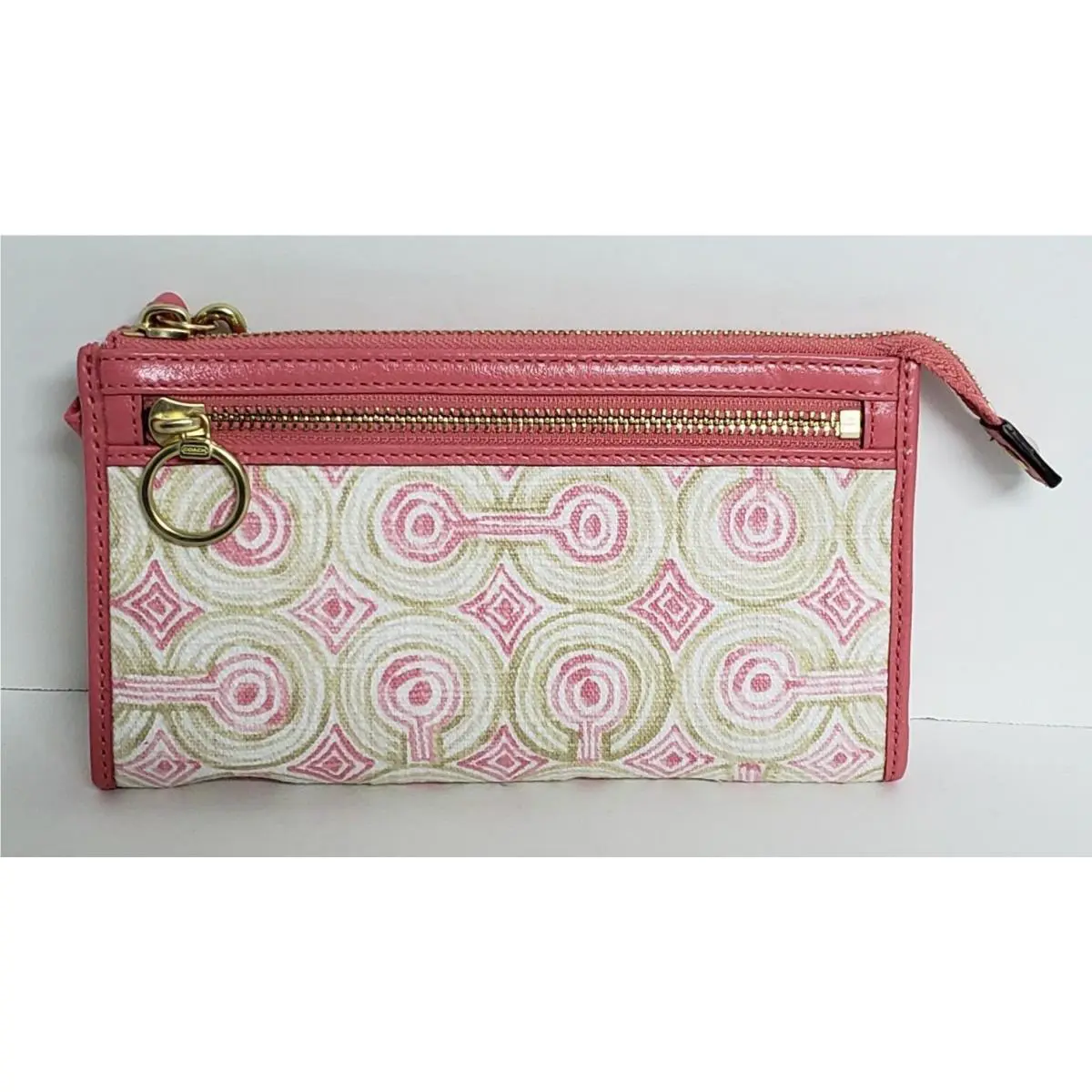 Audrey Op Art Swirl Crossbody Wallet Wristlet Blue Pink Brown Pink Khaki LG Zippy Wallet by Coach