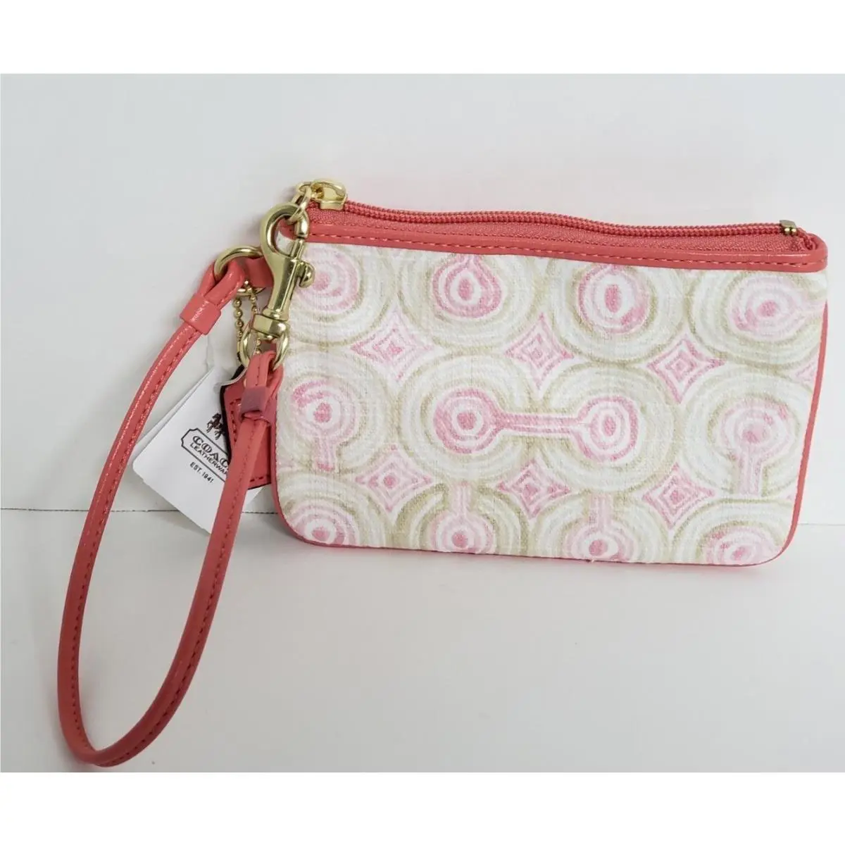 Audrey Op Art Swirl Crossbody Wallet Wristlet Blue Pink Brown Pink Khaki Multi SM Wristlet by Coach