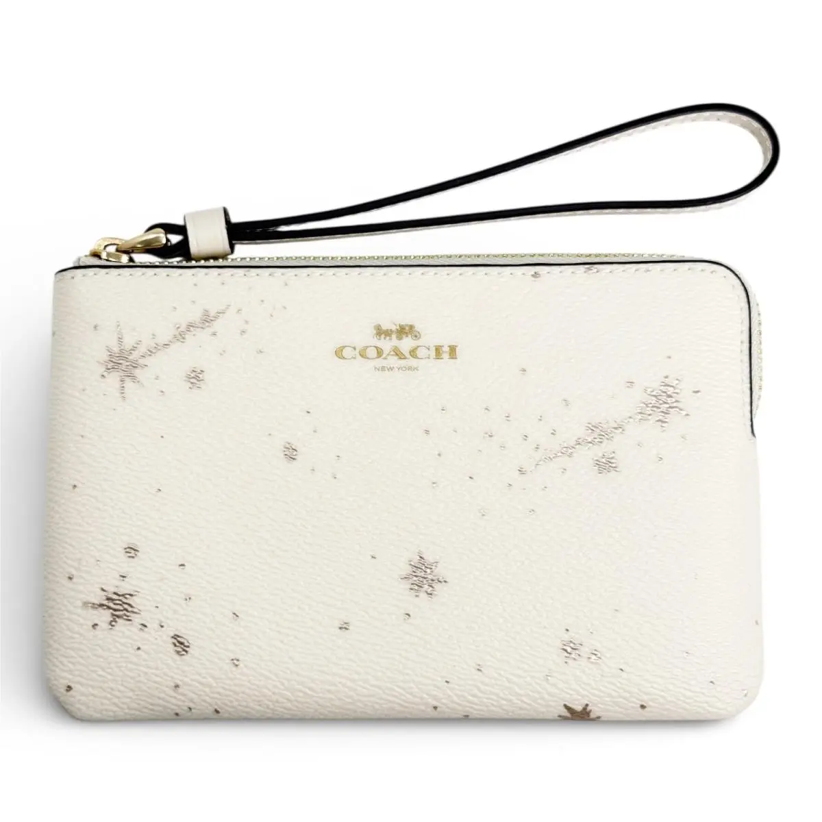 Women`s Small Corner Zip Wristlet Pouch Wallet Purse Star Print - Chalk Multi - CCK76 by Coach