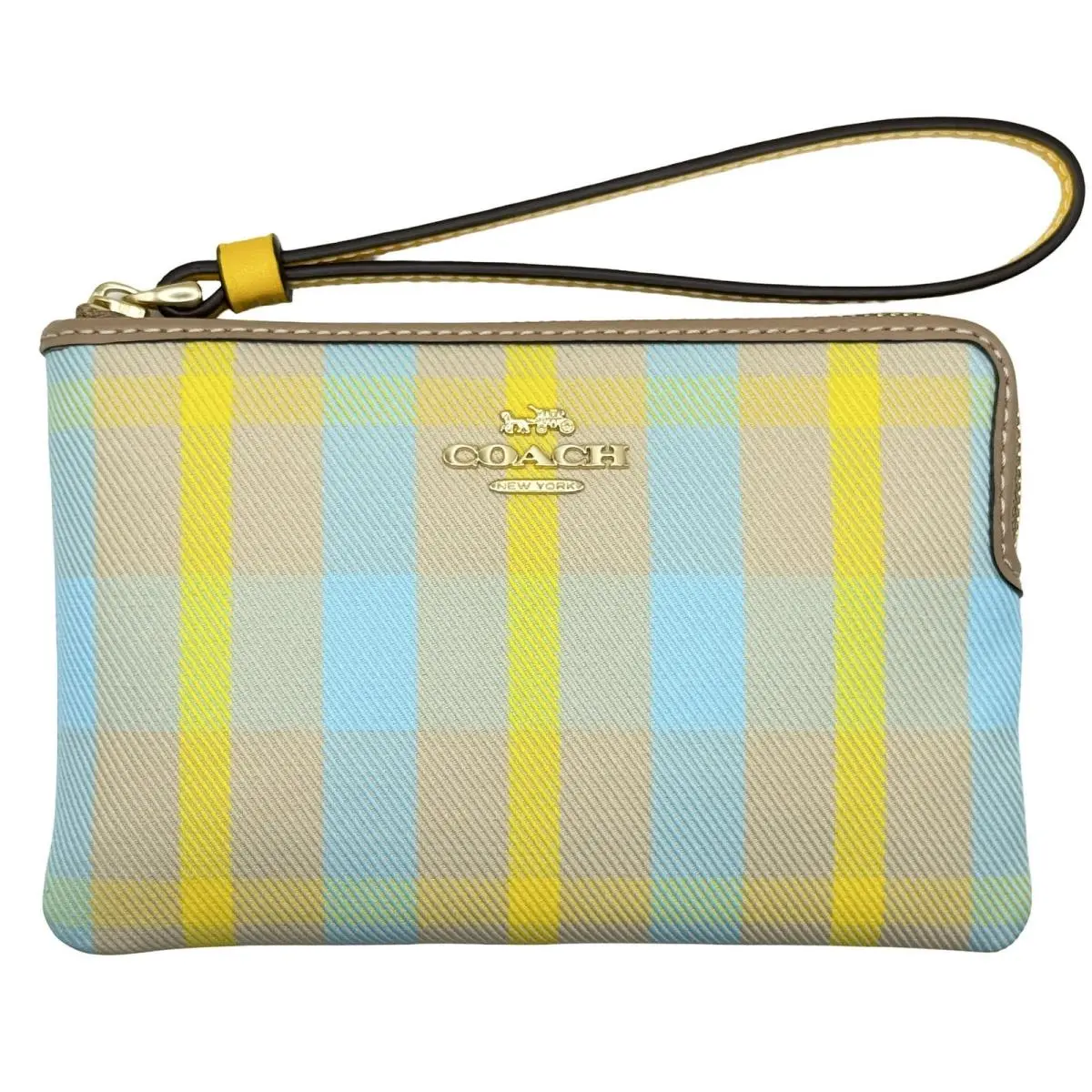 Women`s Small Corner Zip Wristlet Pouch Wallet Purse Jacquard - Bright Maize Multi - CBP18 by Coach