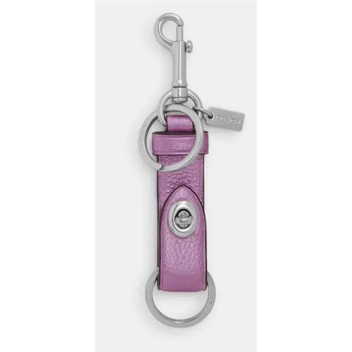 Trigger Snap Bag Charm Refined Calf Leather Key Cha CP616 Silver/Metallic Lilac by Coach