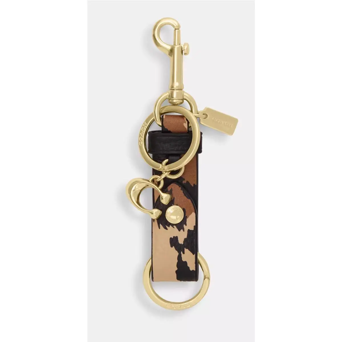 Trigger Snap Bag Charm Refined Calf Leather Key Cha pebbled leather/Gold/Leopard Multi by Coach