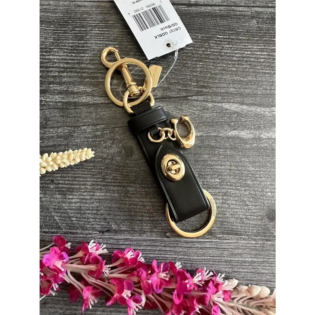 Coach Trigger Snap Bag Charm Refined Calf Leather Key Cha