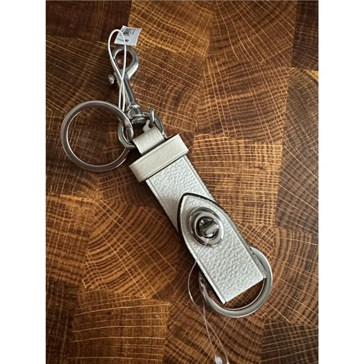 Trigger Snap Bag Charm Refined Calf Leather Key Cha cy235 chalk multi silver by Coach