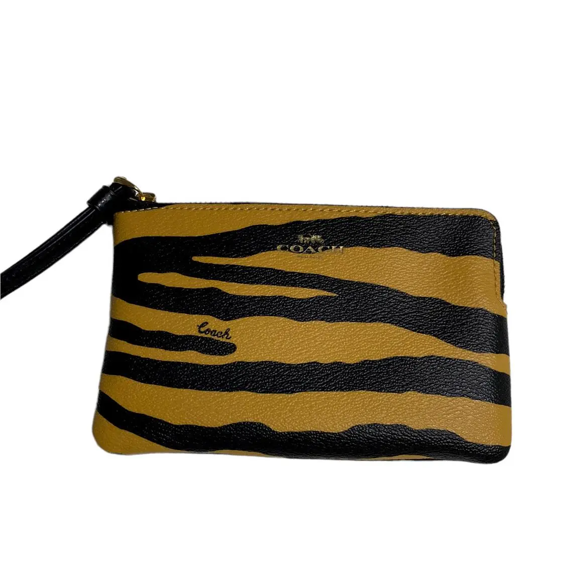 Coach C7440 Corner Zip Wristlet Clutch with Tiger Print Lunar Animal Print
