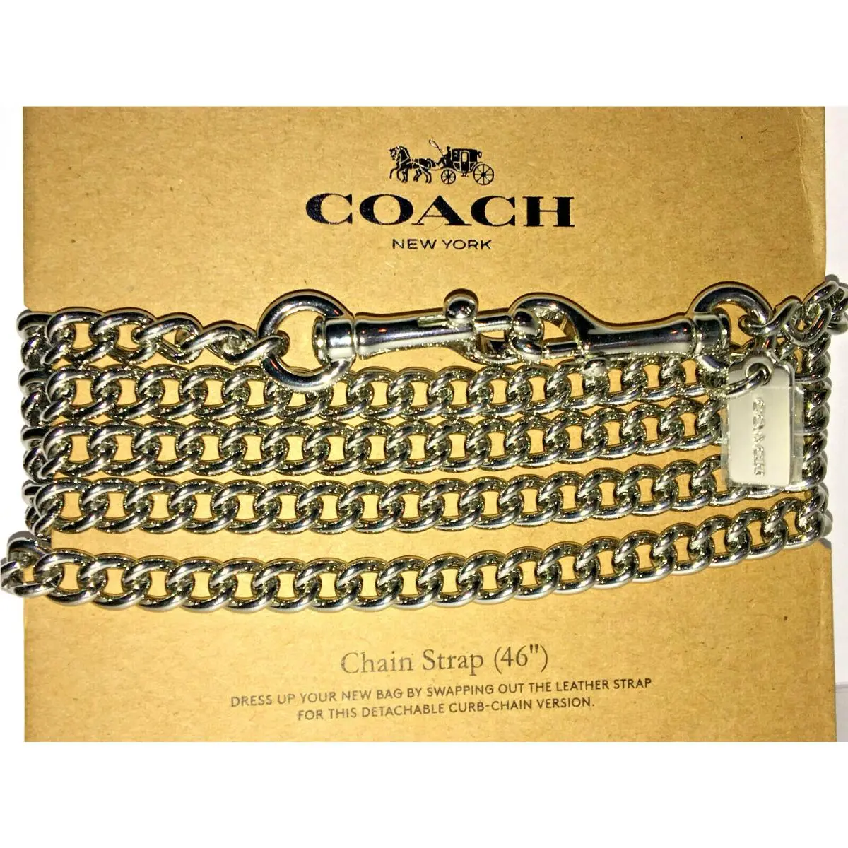 Silver 46 Shoulder Crossbody Curb Bag Chain Replacement Accessory Strap by Coach