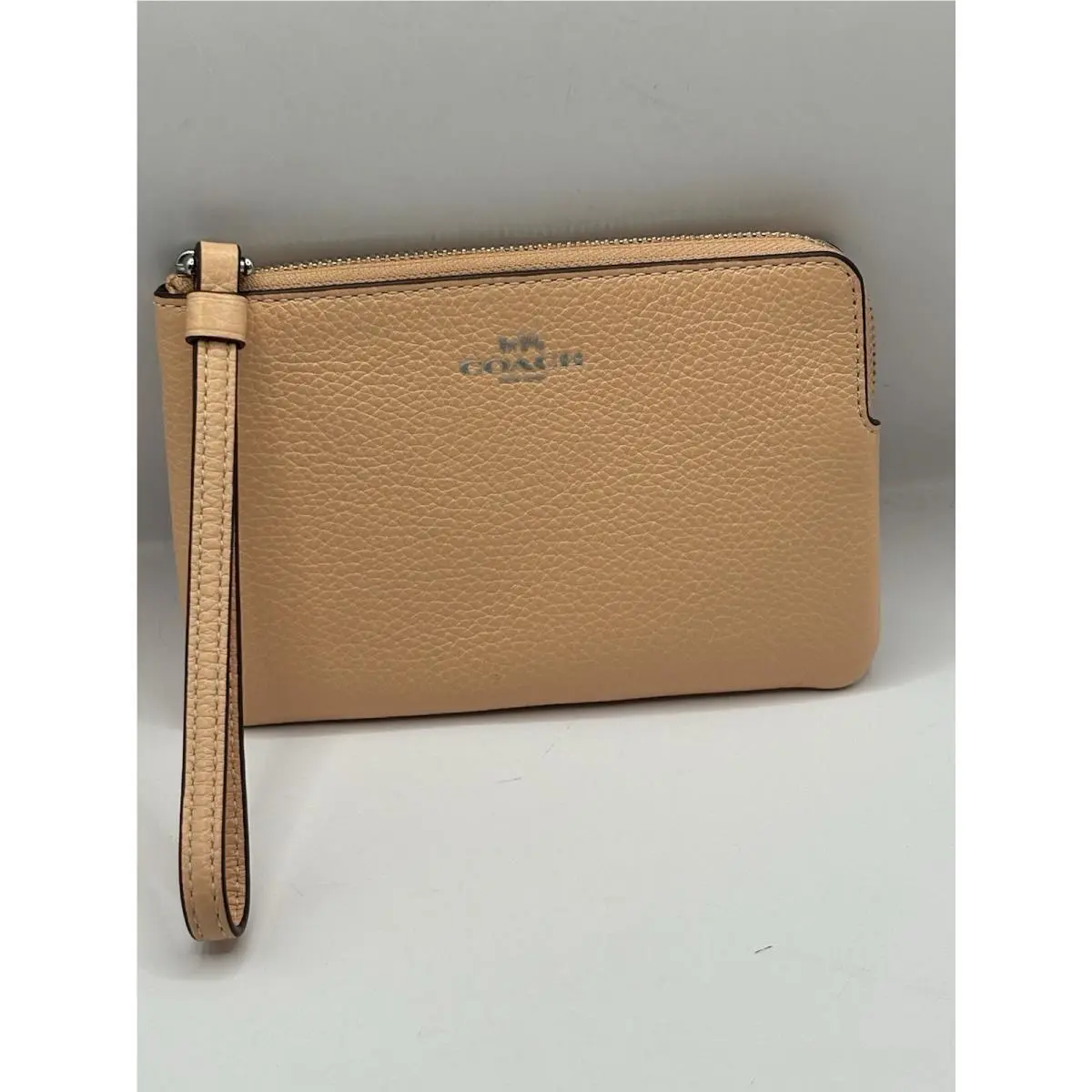 Coach Corner Zip Wristlet - CP483 Faded Blush Peach Pebble Leather