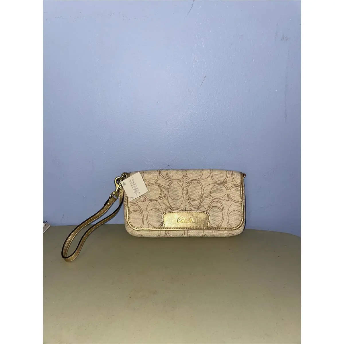 Coach Handbag Signature C Large Flap Wristlet Khaki